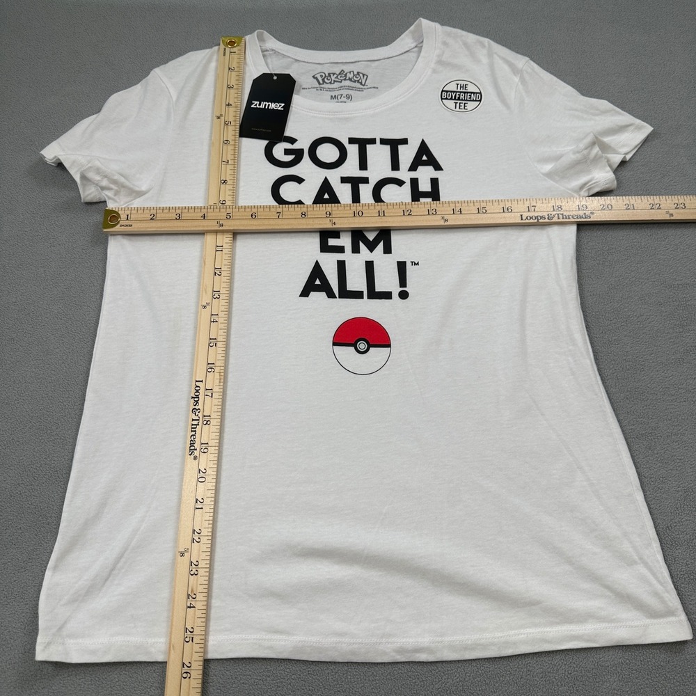 NWT Pokemon Shirt M Gotta Catch 'Em All! White Graphic Short Sleeve Crew Tee - Picture 4 of 5